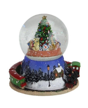 Northlight 6.5" Christmas Tree And Train Revolving Musical Glitterdome Decoration In Multi
