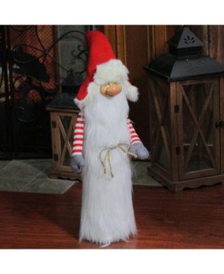 24" Traditional Christmas Slim Santa Gnome with White Fur Suit and Red Hat