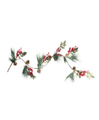 54" Snow Dusted Pine Cones Berries and Long Pine Needles Artificial Christmas Garland - Unlit