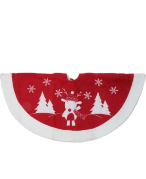 Northlight 46" Red And White Winter Reindeer Embroidered Christmas Tree Skirt