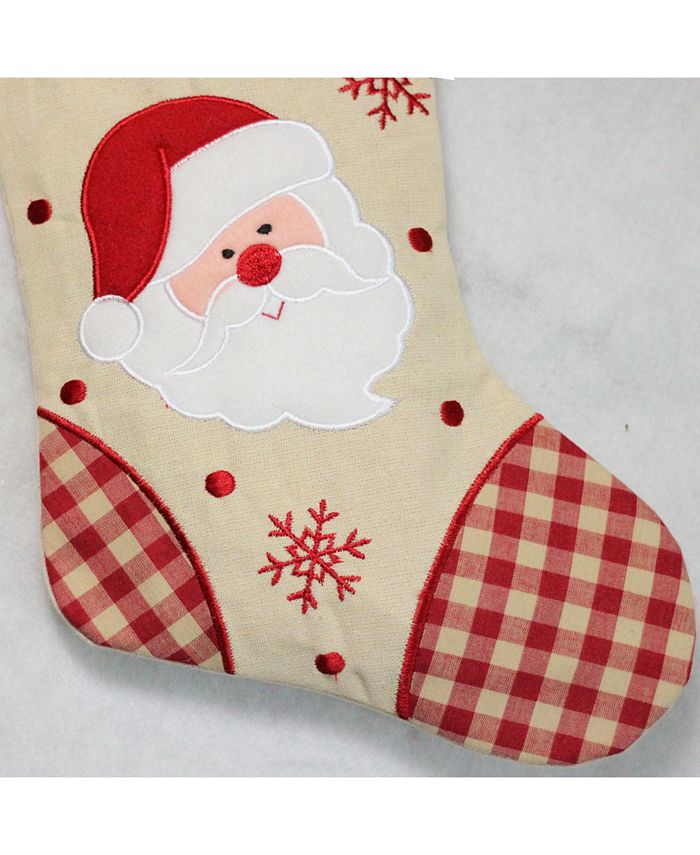 Northlight 19" Burlap Embroidered Santa Claus Christmas Stocking with