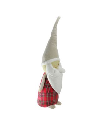 28.5" Plaid Elegant Standing Blushing Santa Gnome Tabletop Decoration