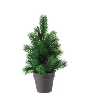 Northlight 11" Matte Finish Mini Pine Christmas Tree In Dark Coffee Brown Vase In Green