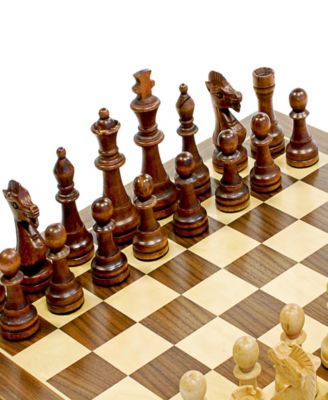 Classic Staunton Wood Chess Set, Wood Board 15 in., 3.75 in. King