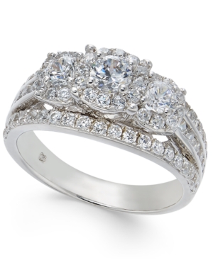 image of Diamond Three Stone Engagement Ring (1-1/2 ct. t.w.) in 14k White Gold