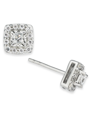 image of Diamond Princess Halo Cluster Stud Earrings (1/2 ct. t.w.) in 14k White Gold