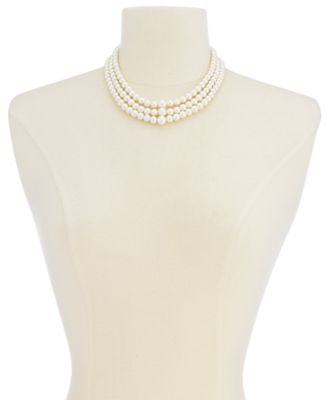 Three Row White Simulated Pearl (10 mm)