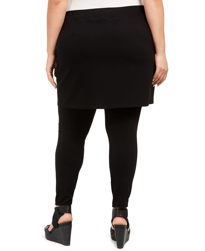Eileen Fisher Plus Size Stretch Jersey Knit Skirted Leggings, Created ...