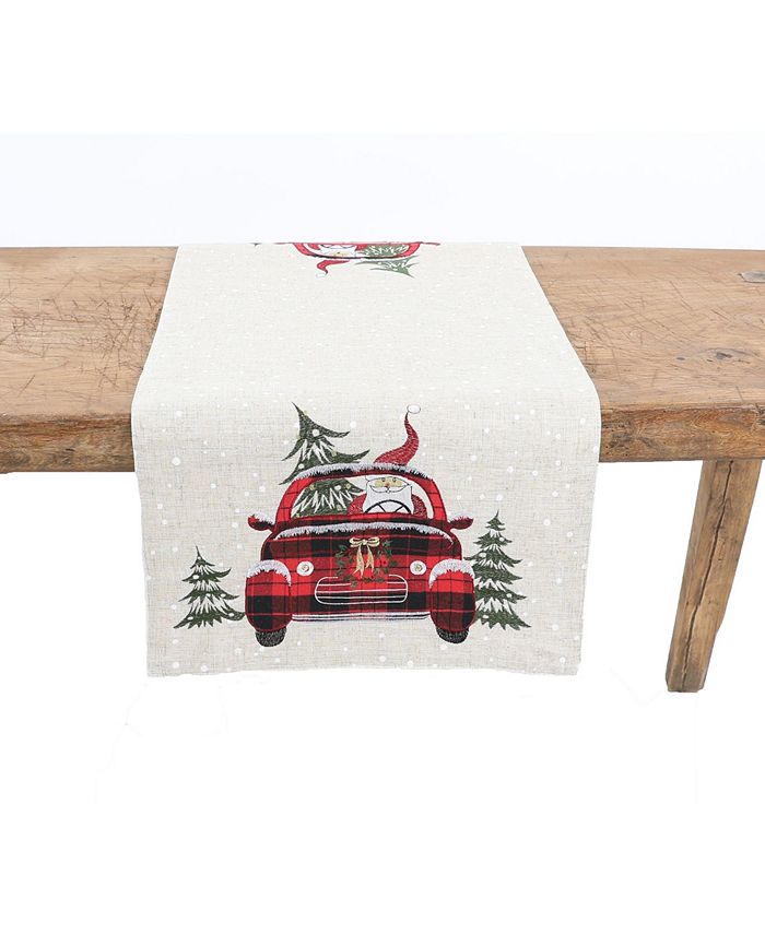 Manor Luxe Santa Claus Riding on Car Christmas Table Runner & Reviews ...