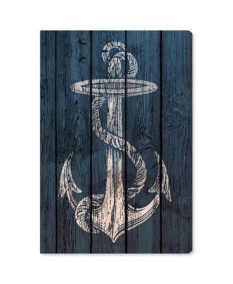 Blue Weathered Anchor Canvas Art - 24" x 16" x 1.5"