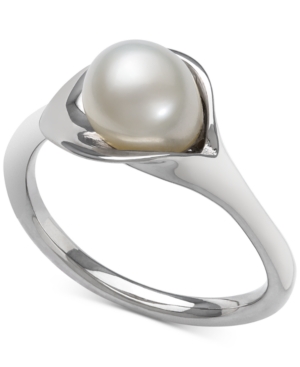 image of Cultured Freshwater Pearl (7mm) Abstract Ring in Sterling Silver