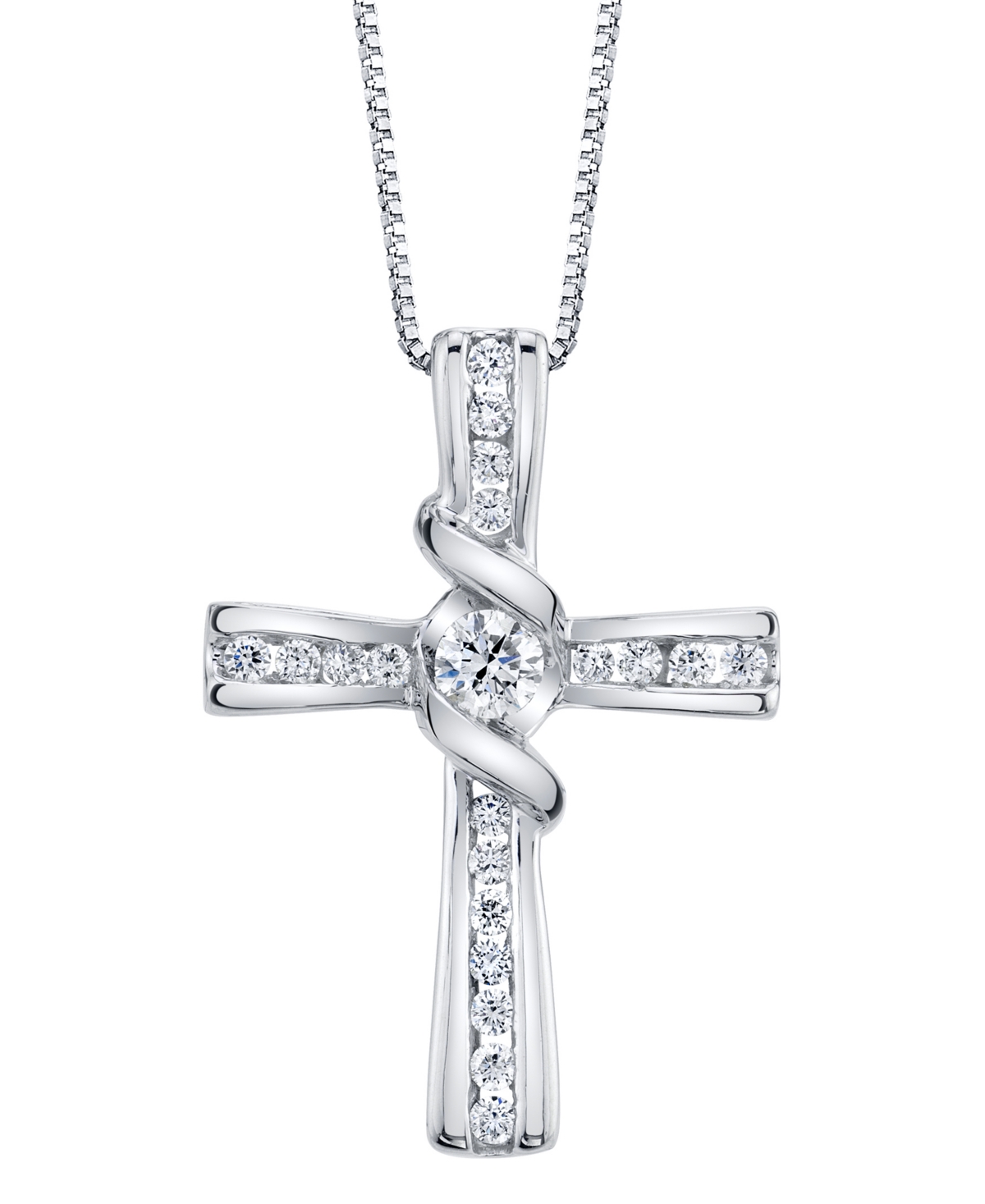 Diamond (1/3 ct. t.w.) Cross Pendant in 14k White Gold