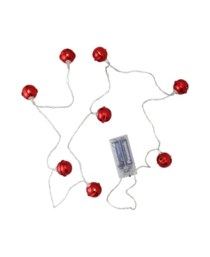 Northlight 8ct Led Red Jingle Bell with Star Cut-Outs Battery Operated Christmas Lights - White Wire