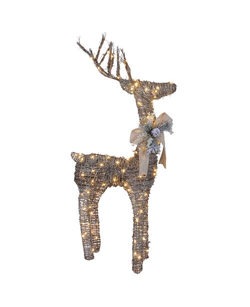 Northlight 48 Pre Lit Standing Rattan Reindeer With Red Bow And Pine Cones Christmas Outdoor Decoration Reviews All Holiday Lane Home Macy S