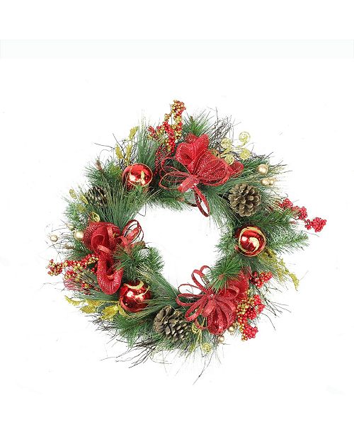 Northlight 26 Red Ornament And Berry Gold Glittered Artificial