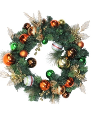 Northlight 24" Green Foliage And Assorted Copper Ornaments Wreath In Green