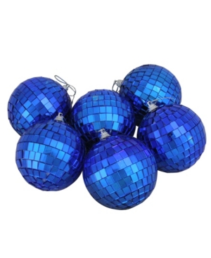Northlight 6ct Cerulean Blue Mirrored Glass Disco Ball Christmas Ornaments 325
