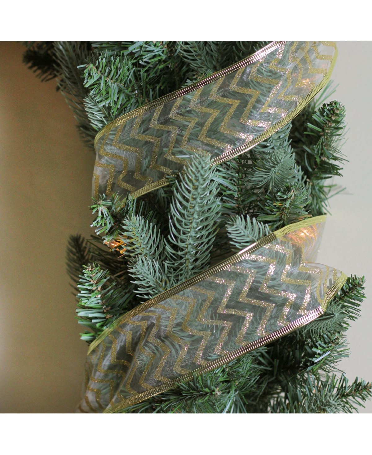 Northlight Pack of 12 SparklingChevron Print Wired Christmas Craft Ribbon Spools - 2.5