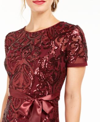r & m richards petite embellished illusion gown