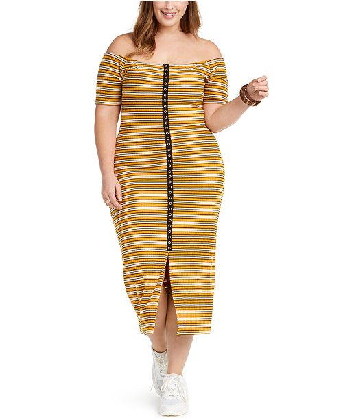 Planet Gold Trendy Plus Size Juniors Off The Shoulder Dress