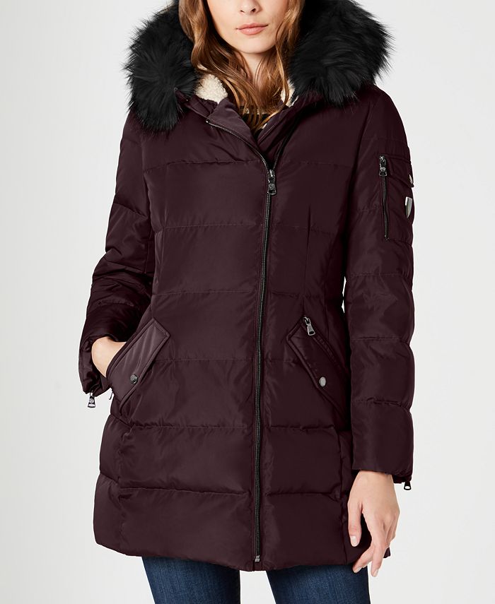 Vince Camuto Faux-Fur-Trim Hooded Down Puffer Coat - Macy's