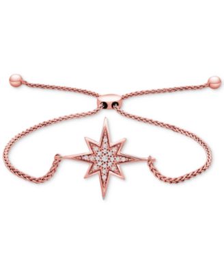 Macy's - Diamond Compass Rose Bolo Bracelet (1/10 ct. t.w.) in 14k Rose Gold