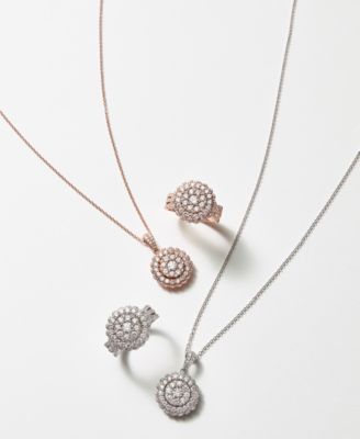 EFFY&reg; Halo Cluster Pendant Necklace (1-1/5 ct. t.w.) in 14k White or Yellow Gold