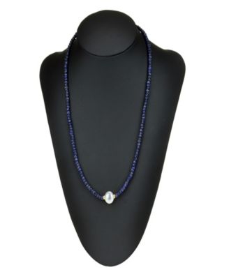 Gemstone and Cultured Pearl (9-10 mm) Strand Necklace in 14k Yellow Gold (Available in Ruby, Sapphire, Emerald and Black Spinel)