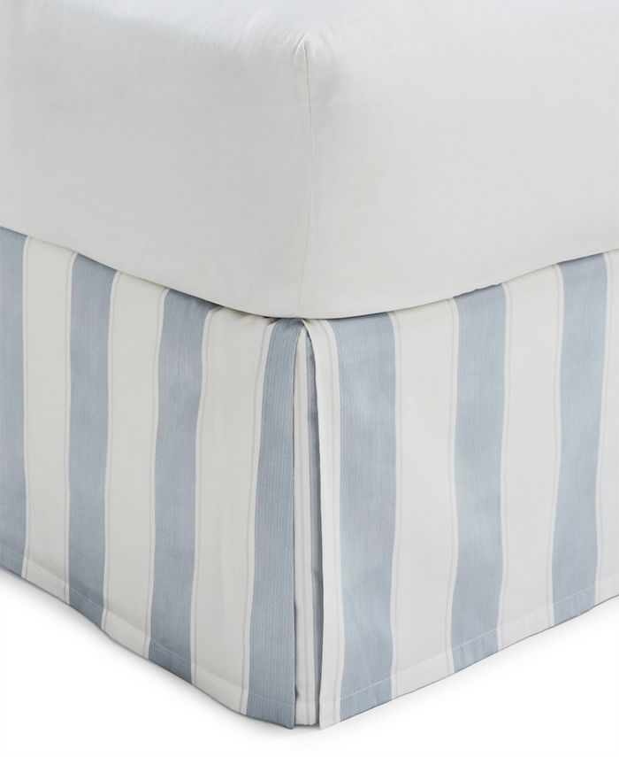 Blue ticking bed skirt queen clearance