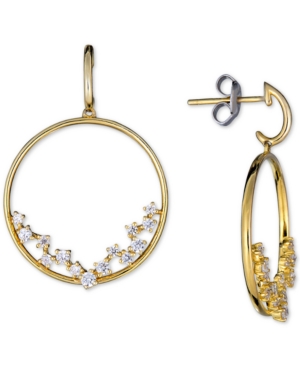 image of Diamond Scatter Drop Hoop Earrings (1/2 ct. t.w.) in 14k Gold