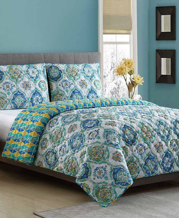 Fiesta Ava 3-Piece Reversible Full/Queen Quilt Set - Macy's