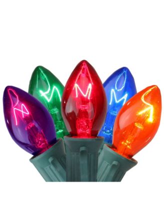 Set of 25 Transparent Multi-Color C7 Twinkle Christmas Lights - 24 ft. Green Wire