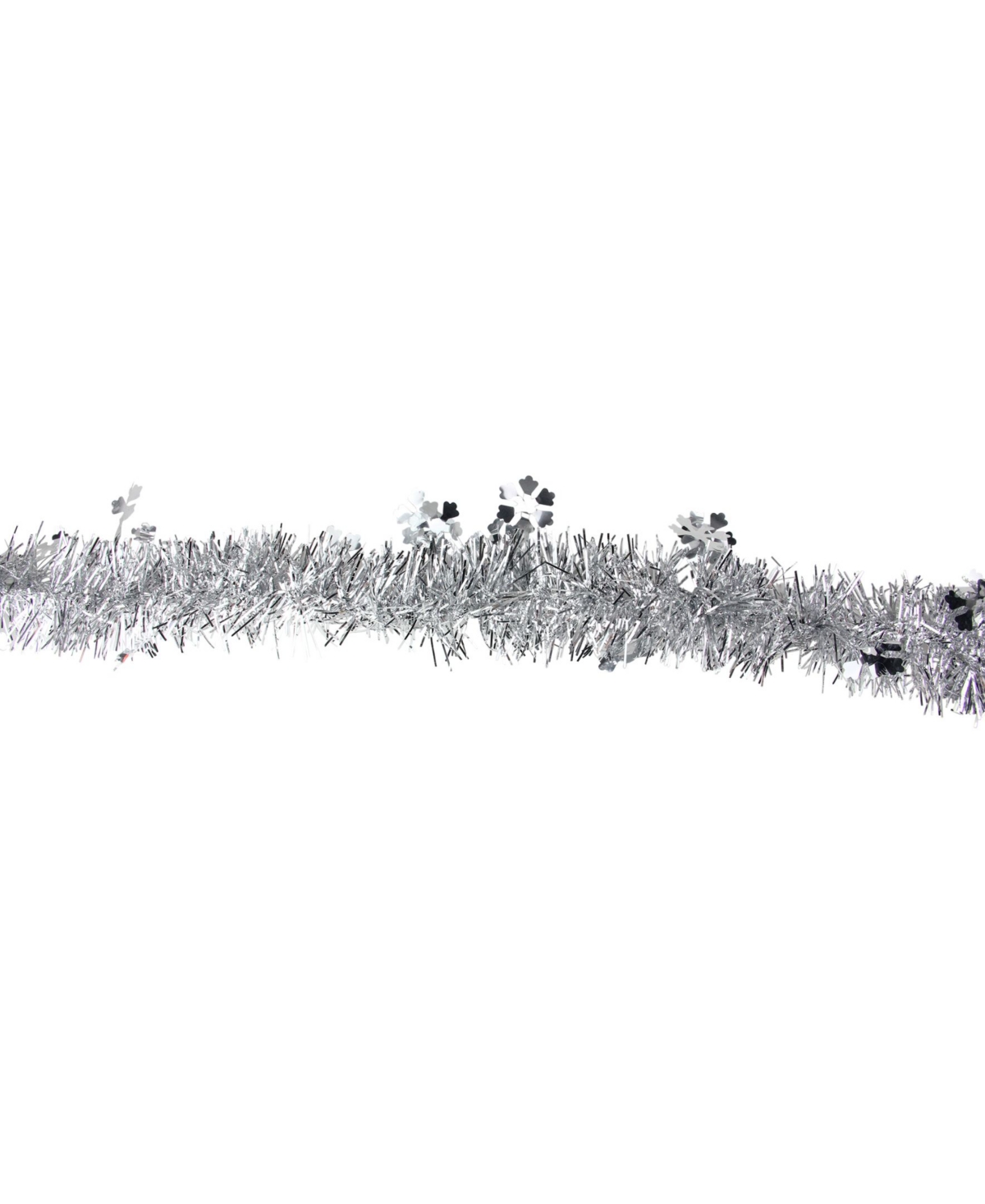 Northlight 50' TraditionalChristmas Tinsel Garland with Shiny Snowflakes - Unlit - Silver