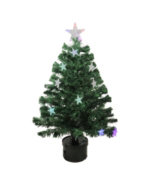Northlight 3' Pre-lit Led Color Changing Fiber Optic Christmas Tree With Stars In Green