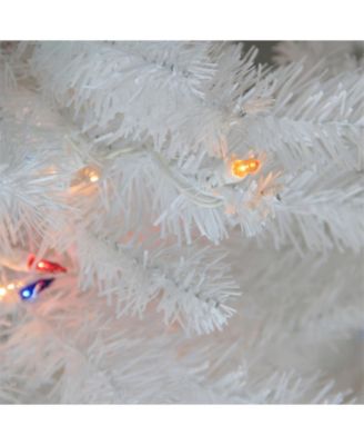 18" Pre-Lit Snow White Artificial Christmas Tree - Multi-Color Lights