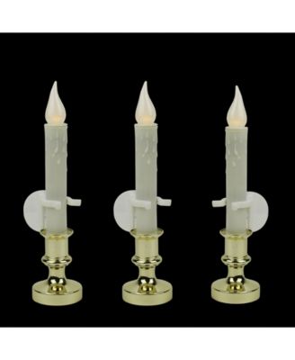 Set of 3 Battery Operated LED Flickering Window Christmas Candle Lamps 8.5"