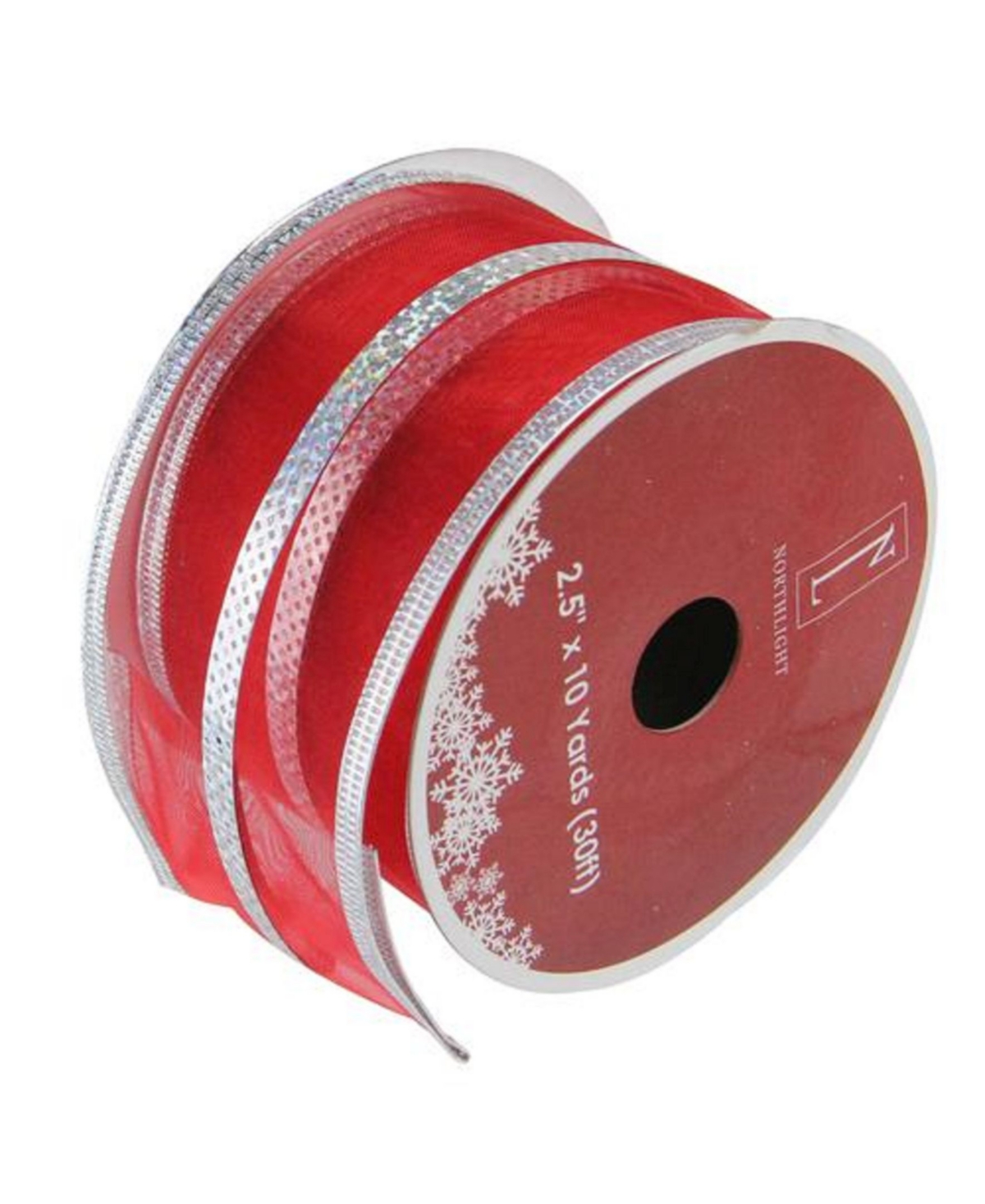 Dazzling Red and Silver Metallic Stripe Wired Christmas Craft Ribbon 2.5" x 10 Yards - Silver
