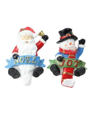 Northlight Set Of 2 Santa And Snowman Glittered Christmas Stocking Holders 6.25" In Red