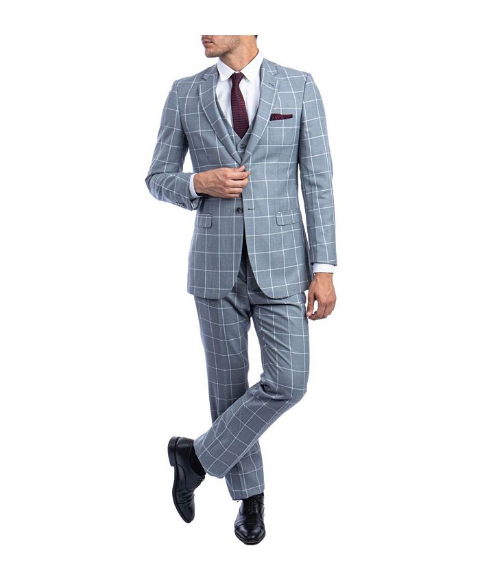 Tazio Men's Slim Fit Windowpane Notch Lapel Suit - Macy's
