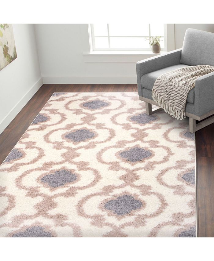 Main Street Rugs Bahia Shag Bas2525 Cream 3'3" x 5' Area Rug Macy's