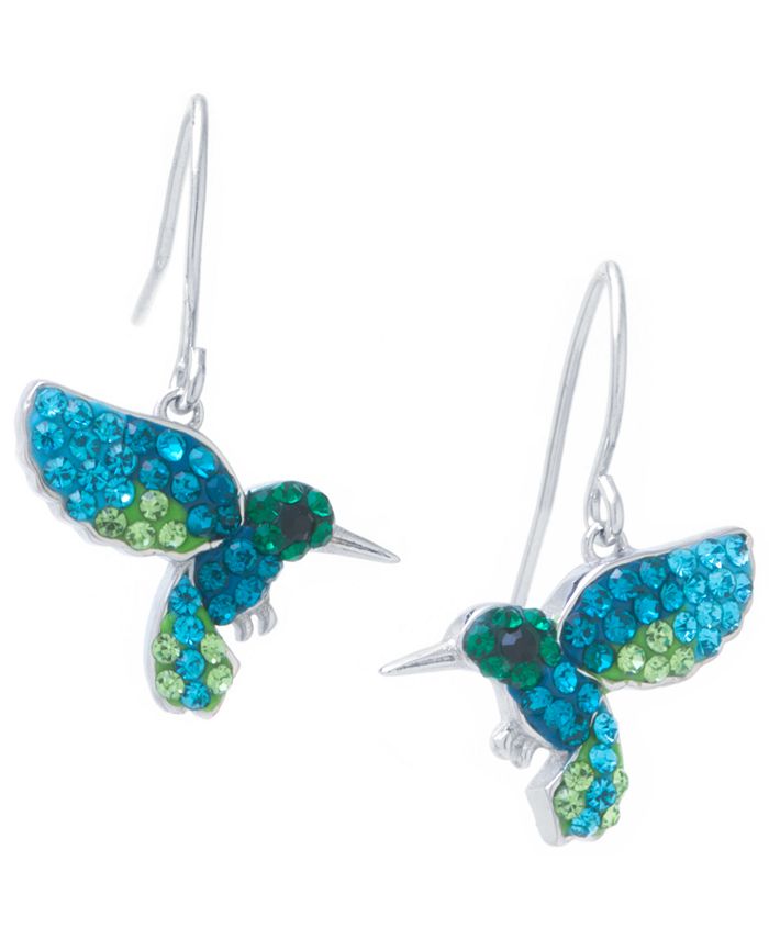 Giani Bernini Multi Pave Crystal Hummingbird Wire Drop Earrings set in ...