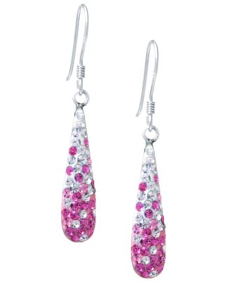 Crystal Pav&eacute; Tear-Shape Drop Earrings in Sterling Silver