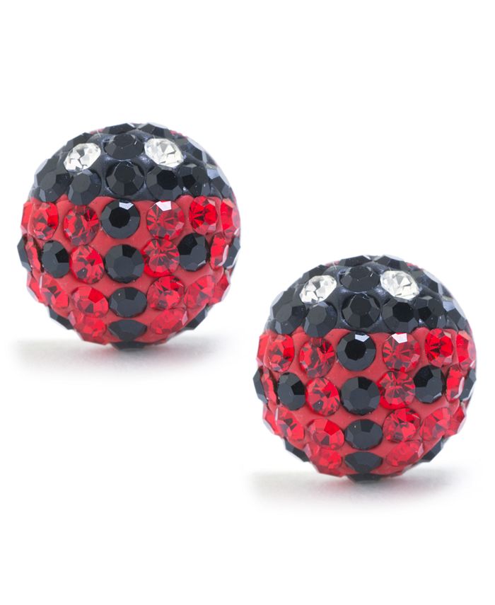 Giani Bernini - Black and Red Pave Crystal Lady Bug Stud Earrings set in Sterling Silver