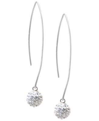Macy's - Crystal Pav&eacute; Orb Threader Earrings in Sterling Silver