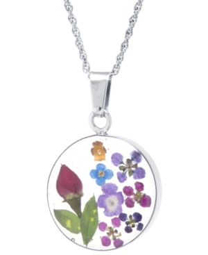image of Medium Round Dried Flower Medal Pendant with 18
