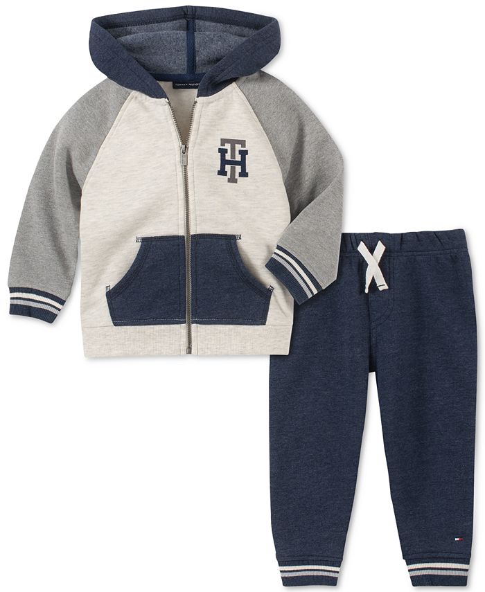 Tommy Hilfiger Baby Boys 2-Pc. Fleece Colorblocked Hoodie & Jogger ...