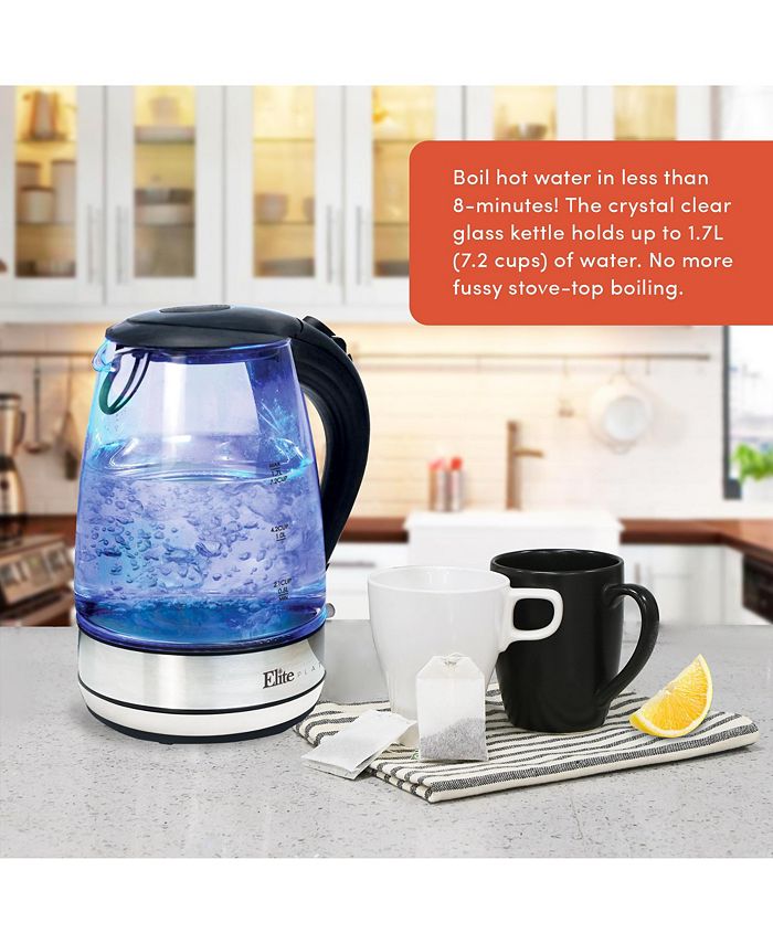 Elite Platinum 1.7L Cordless Glass Kettle Macy's