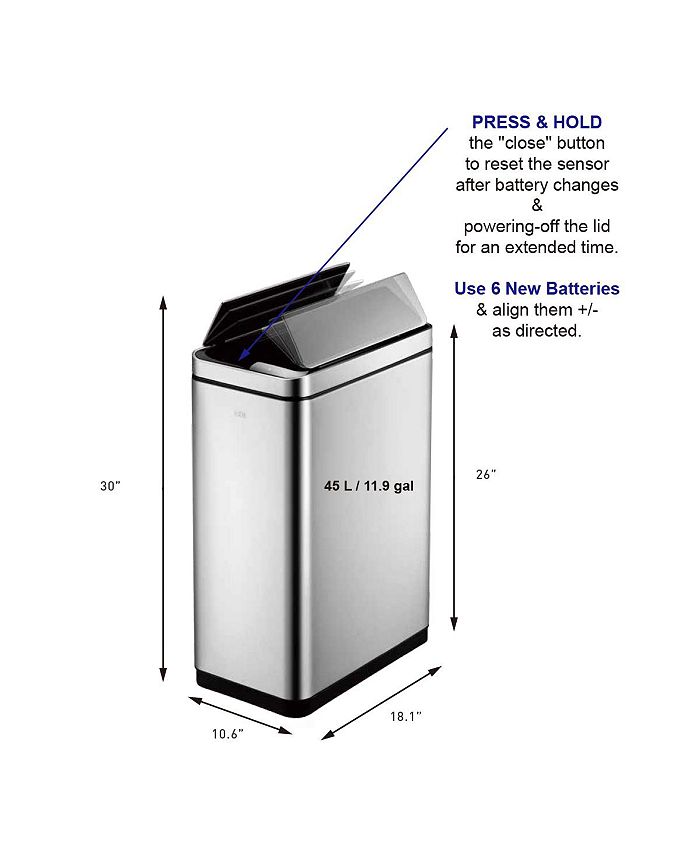 EKO Deluxe Phantom Stainless Steel 45L Motion Sensor Bin Macy's