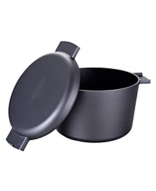Aluminum Round Casserole Pan and Lid with Wood Moulding Handle 7.9"
