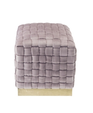 Nicole Miller Satine Woven Cube Ottoman With Metal Base In Blush